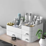 HULIANFU Large Capacity Drawer Make Up Organizer Bathroom Makeup Storage Box Women Skin Care Dressing Table Cosmetic Lipstick Beauty Case