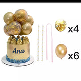 HULIANFU Mini Confetti Balloon Cake Topper Birthday Wedding Party Baby Shower Birthday Decoration Gold Party Decorations