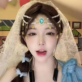 hulianfu exotic headdress Hanfu tassel hair accessories ancient costume forehead eyebrows falling curtain veil