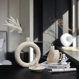 HULIANFU White Ceramic Vegetarian Candle Holder Figurines Nordic Modern Candlestick Ornament Home Interior Desktop Decoration