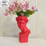 HULIANFU W&amp;G Nordic Vase Home Decor Vase Creative Human Head Portrait Flower Vases Room Decoration Resin David Flower Vase Room Decor