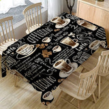 HULIANFU Retro Coffee Pattern Tablecloth Waterproof Dining Table Wedding Decoration Party Rectangular Tablecloth Home Kitchen Manteles
