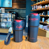 HULIANFU New Fashion 420ml/620ml Double Stainless Steel Coffee Mug Wtih Rope Portable Car Thermos Mug Vacuum Flask Travel Tumbler