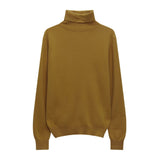 Hulianfu Winter High Quality Wwomen's Wool Sweater Solid Color High-neck Pullover Long-sleeved Knit Top