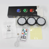 HULIANFU LED Under Cabinet Lighing Rechargeable Puck Light Closet Lights With Remote Counter Bookshelf Portable Round RGB Night Light