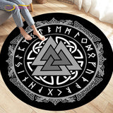 HULIANFU Viking Valknut Yggdrasil Tree of Life Area Rug Round Carpets Rugs for Living Room Bedroom Foot Pad Decoration,Non-slip Floor Mat