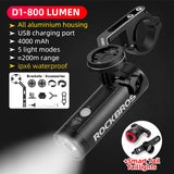 HULIANFU ROCKBROS 1000LM Bike Light Front Lamp USB Rechargeable LED 4800mAh Bicycle Light Waterproof Headlight Bike Accessories
