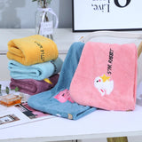 HULIANFU Microfiber Towel Hair Towel Bath Towels For Adults Women Home Embroidered Daisy Animal Coral Velvet Shower Cap Dry Hair Cap 1pc
