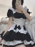 hulianfu Lolita Kawaii Dress Women New Bow Sexy Party Mini Dresses Female Maid Cosplay Costume Animation Show Japanese Outfit Dress