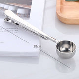 HULIANFU Two-in-one Stainless Steel Coffee Spoon Sealing Clip Kitchen Gold Accessories Recipient Cafe Expresso Cucharilla Decoration