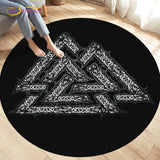 HULIANFU Viking Valknut Yggdrasil Tree of Life Area Rug Round Carpets Rugs for Living Room Bedroom Foot Pad Decoration,Non-slip Floor Mat