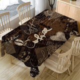 HULIANFU Retro Coffee Pattern Tablecloth Waterproof Dining Table Wedding Decoration Party Rectangular Tablecloth Home Kitchen Manteles