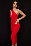 Hulianfu Summer Midi Mesh Dress Bodycon One Shoulder Eveining Night Party Dresse Cut Out Draped Women Birthday Dress Elegant Stretch