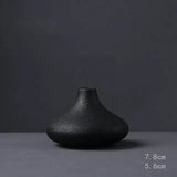 HULIANFU New Black Ceramic Small Vase Home Decoration Crafts Tabletop Ornament Simplicity Japanese-style Decoration