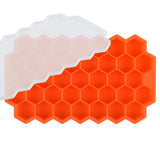 HULIANFU SILIKOLOVE Honeycomb Ice Cube Trays Reusable Silicone Ice cube Mold BPA Free Ice maker with Removable Lids