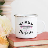 HULIANFU Merci Maîtresse/Atsem Print Coffee Mug Creative Enamel Cups Drinks Water Milk Cup Mug School Home Handle Drinkware Teacher Gifts