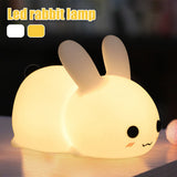 HULIANFU Rabbit Night Light For Kids Children Soft Silicone Touch Night Light USB Rechargeable Bunny Night Lamp Bedroom Decor Kids Gift