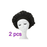 HULIANFU Women Night Sleep Hair Caps Silky Bonnet Satin Double Layer Adjust Head Cover Hat For Curly Springy Hair Styling Accessories