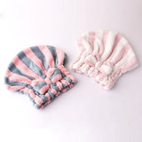 HULIANFU Microfiber Hair Towel Wrap for Women Stripe Absorbent Quick Dry Hair Turban for Drying Curly Long Thick Hair Hat Wrapped Towel