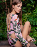 hulianfu hulianfu Sexy V-Neck Bandage Printing Long Sleeves Swimwear Women's Suit Surf Wear Push Up Micro Swimsuit Luxury Shorts Bourkini