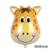 HULIANFU Jungle Cartoon Animal Balloon Rabbit Fox Penguin Hippo Tiger Crocodile Aluminum Foil Balloon Zoo Party Children  Toy