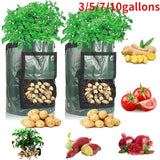 HULIANFU PE Potato Grow Bags Indoors Tomatoes Carrots Grow Pot Planting Vegetable Pots Garden Living Bag Outdoor Garden Pot Garden Tool