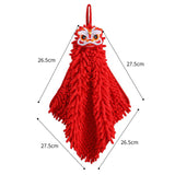 HULIANFU Red Chenille Soft Hand Towel Chinese Style Quick-Dry Absorbent Cartoon Wipe Handkerchief for Home Bathroom Embroidery Towels
