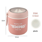 HULIANFU Thermal Lunch Box Food Container With Spoon PP Material Vacuum Cup Soup Cup Portable Insulated Breakfast Tableware