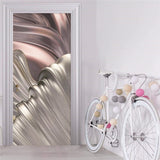 HULIANFU  PVC Self-Adhesive Waterproof Door Sticker Modern Light Luxury 3D Golden Abstract Wallpaper Living Room Bedroom 3D Door Murals