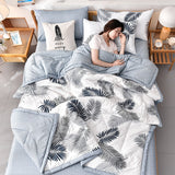 HULIANFU PEIDUO Simple Modern Air Condition Thin Blanket Summer Quilt Cotton Fluffy Plaid Blanket On The Bed Comfortable Comforter