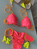 hulianfu Sexy Bikini  Biquinis Feminino Swimsuit Solid Bikini Set String Swimwear Women Bathing Suit Patchwork Bikinis Beach Outing