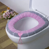 HULIANFU Winter Warmer Toilet Seat Cover Mat Bathroom Toilet Pad Cushion with Handle Thicker Soft Washable Closestool Warmer Accessories
