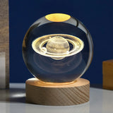 HULIANFU New 80mm K9 Crystal Solar System Planet Globe 3D Laser Engraved Sun System Ball with Touch Switch LED Light Base Astronomy Gifts