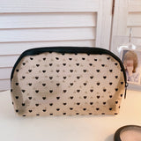 HULIANFU Mesh Cosmetic Makeup Bags Case Holder Cute Transparent Zipper Black Heart Printed Pencil Pen Case Pouch Convenient To Carry
