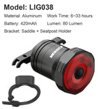 HULIANFU NEWBOLER Smart Bicycle Rear Light Auto Start/Stop Brake Sensing IPx6 Waterproof USB Charge Cycling Tail Taillight Bike LED Light