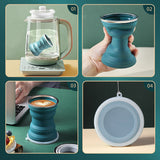 HULIANFU Portable Silicone Folding Water Cup Outdoor Heat Resistant Foldable Mug with Lid Collapsible Travel Drinking Cups for Camping