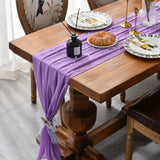 HULIANFU Sheer Chiffon Luxury Solid Color Table Runner Rustic Boho Wedding Party Bridal Shower Birthday Home Christmas Decoration