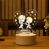 HULIANFU Romantic Love 3D Acrylic Led Lamp for Home Children Night Light Table Lamp Birthday Party Decor Valentine Day Bedside Lamp