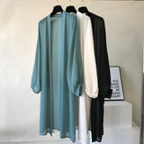 Hulianfu long Jacket Women Summer Thin Loose See-through Sunscreen Pure Long Sleeve Sexy  Coat Chiffon Bohemian Female New Fashion Tops