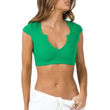 Hulianfu Women Y2k Crop Tops Short Sleeve Baby Tees for Teen Girls Summer Slim Fit Cropped Sweet T-Shirt Streetwear