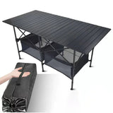 HULIANFU New Outdoor Folding Table Chair Camping Aluminium Alloy BBQ Picnic Table Waterproof Durable Folding Table Desk