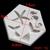 HULIANFU Mermaid Starfish Seahorse Shaped Silicone Mold DIY Fondant Cake Decorating Tool Epoxy Resin Glue Mold Kitchen Baking Accessories