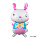 HULIANFU Jungle Cartoon Animal Balloon Rabbit Fox Penguin Hippo Tiger Crocodile Aluminum Foil Balloon Zoo Party Children  Toy