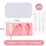HULIANFU Silicone Ice Cream Mold Popsicle Siamese Molds with Lid DIY Homemade Ice Lolly Mold Cartoon Cute Image Handmade Kitchen Tools