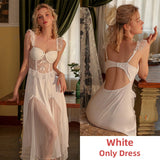 hulianfu Sexy Night Dress Women Lace Sleepwear Mesh Sling Camisole Long Robe Nightgown Pajamas Sets Party Lingerie Set Home Suit Nighty
