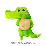 HULIANFU Jungle Cartoon Animal Balloon Rabbit Fox Penguin Hippo Tiger Crocodile Aluminum Foil Balloon Zoo Party Children  Toy