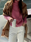 Hulianfu Winter High Quality Wwomen's Wool Sweater Solid Color High-neck Pullover Long-sleeved Knit Top
