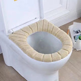 HULIANFU Winter Warm Toilet Seat Cover Closestool Mat 1Pcs Washable Bathroom Accessories Knitting Pure Color Soft O-shape Pad Bidet Cover