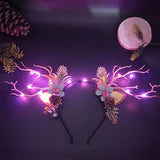 HULIANFU 2023 Luminous Elk Antler Headband Christmas Concert Forest Branch Deer Ear Headgear Hair Accessories Scenic Stage Show Photo Props