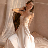 hulianfu Sexy Nightwear Women Night Gowns Lace Sleepwear Victorian Sleeping Slip Dress Soft Home Wear Nightgown Lingerie Sleep Tops